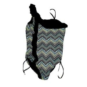 Justice Swim one piece ruffle girls swimwear multicolor side tie ruched pattern